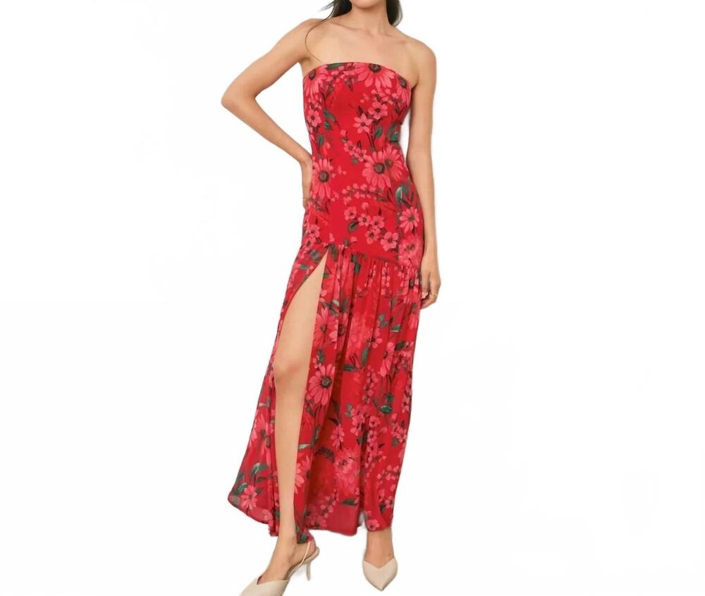 Dress Forum Floral Strapless Drop Waist Maxi Dress Size Small